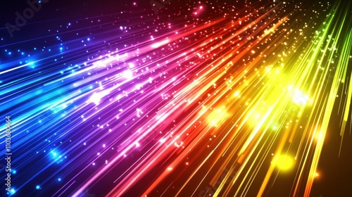 Rainbow Light Streaks With Sparkling Particles