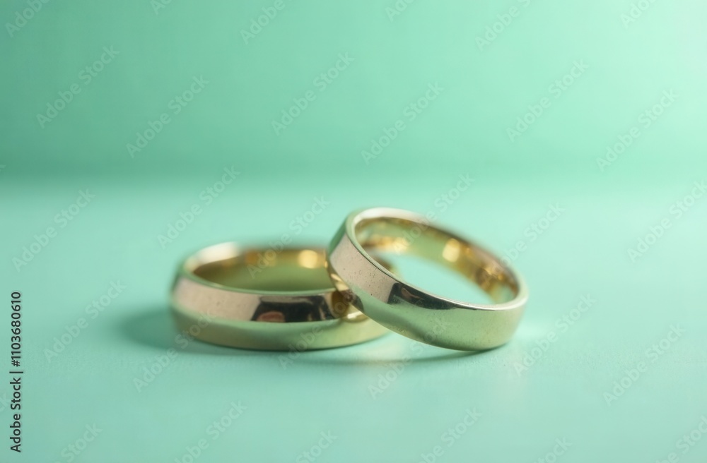 wedding rings on green mint background wedding rings on green mint background