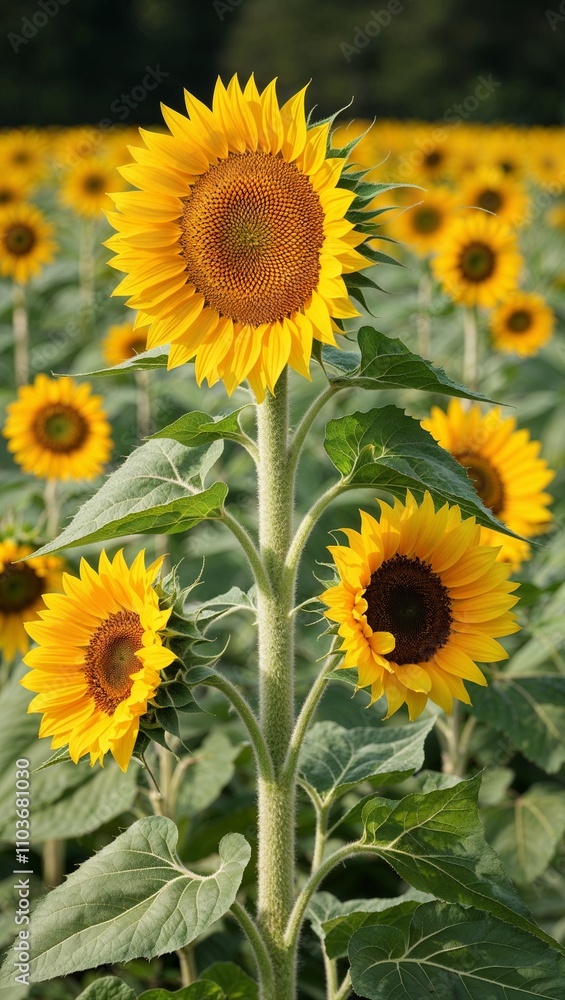 Sunflower Tall flowering plant with large yellow blooms often used for ornamental purposes and as a cut flower Sunflower Tall flowering plant with large yellow blooms often used for ornamental purposes and as a cut flower