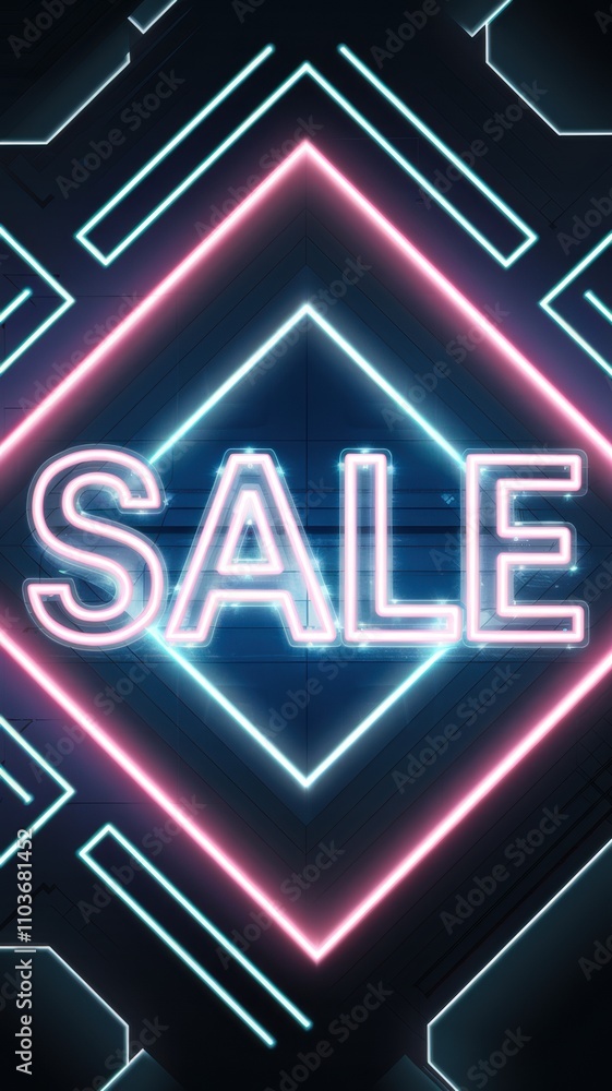Neon sale sign shining with pink and blue lights Neon sale sign shining with pink and blue lights