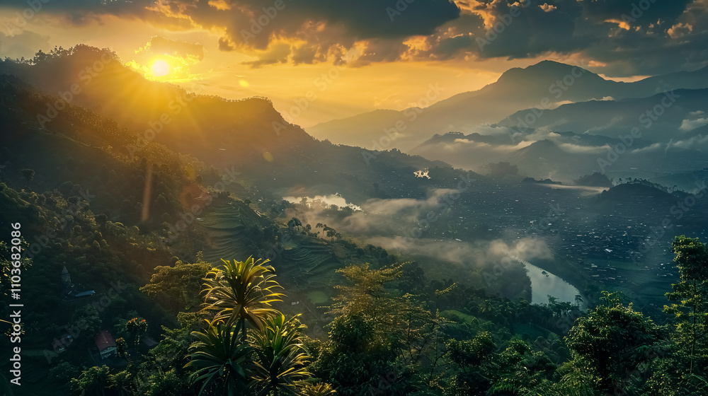 Sunrise over the mountain range in Pokhara, Nepal. Sunrise over the mountain range in Pokhara, Nepal.