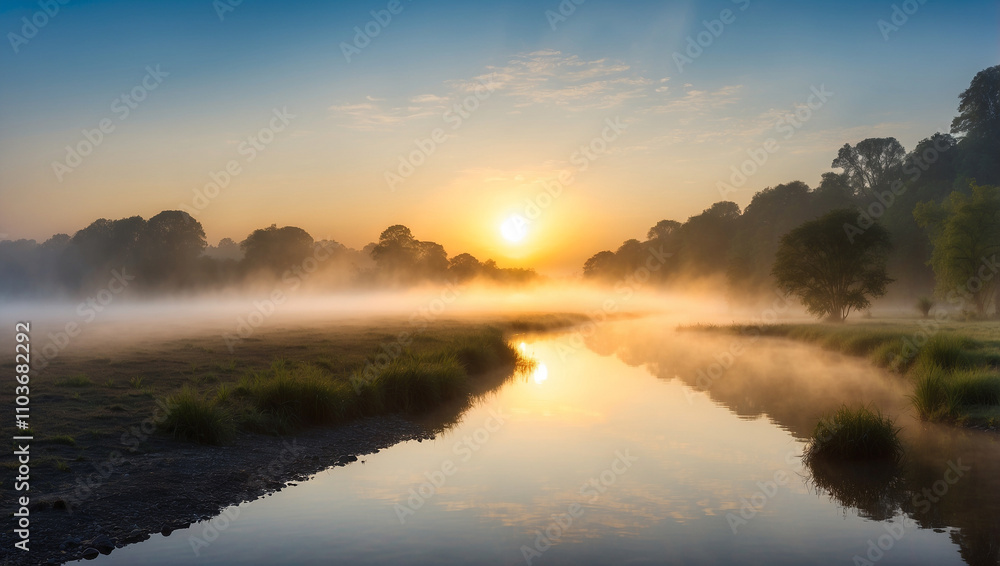 Fototapeta premium Sunrise Over Calm River