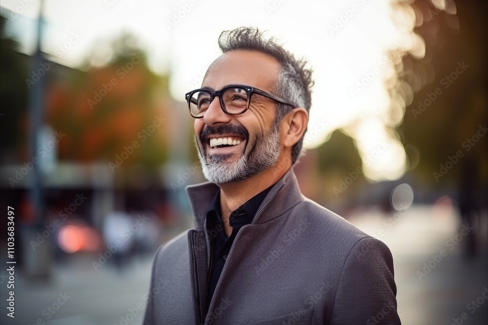Portrait of a middle-aged man with eyeglasses outdoors Portrait of a middle-aged man with eyeglasses outdoors