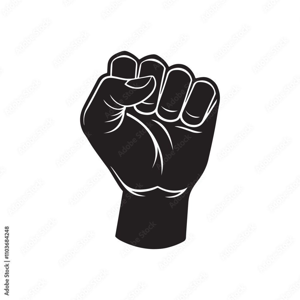 fist silhouette vector, black and white silhouette, vector and illustration isolated on white background, black and white fist silhouette vector, black and white silhouette, vector and illustration isolated on white background, black and white