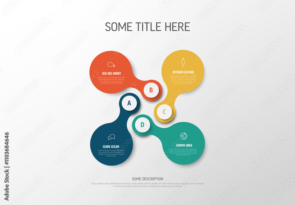 Simple infographic template made from four color elements with icons