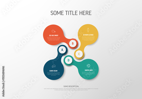 Simple infographic template made from four color elements with icons