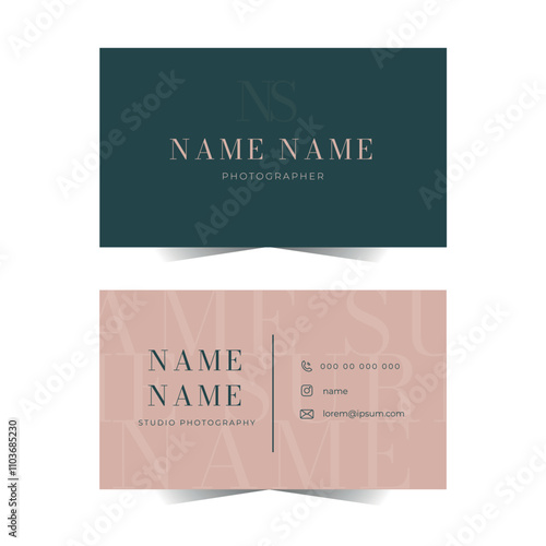 Photographer business card template, photos, photos, presentation. Logo, logotype, identity, brand, branding, company, stationery. Vector design.