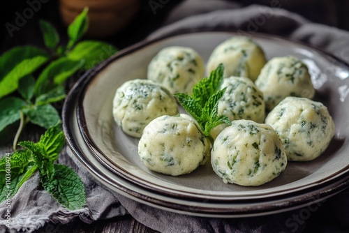 Nettle infused Italian dumplings known as Malfatti photo