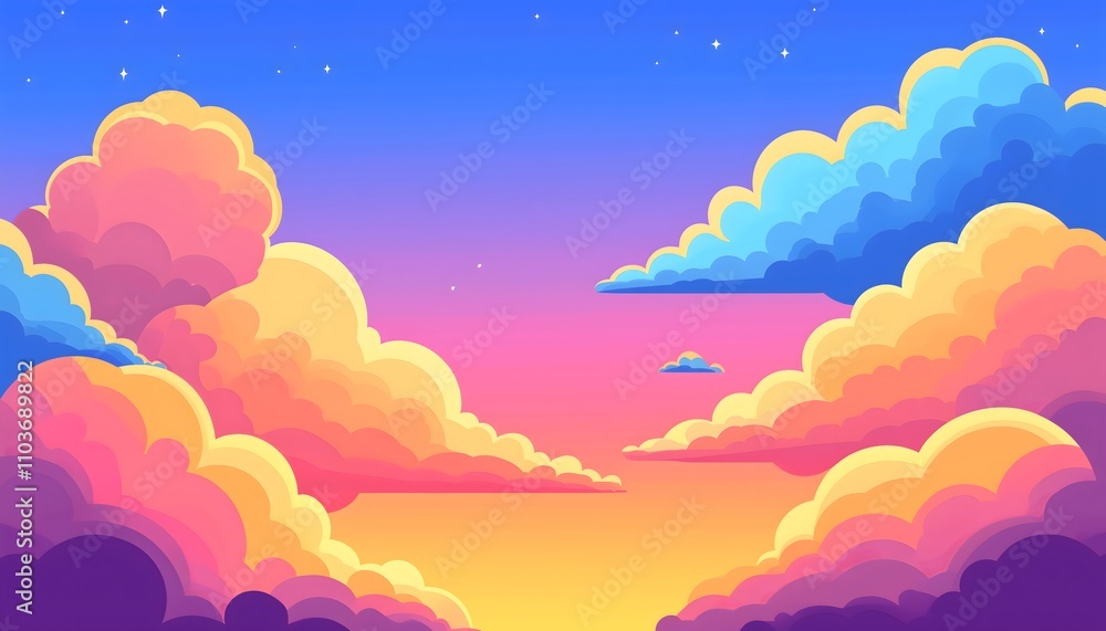 Fototapeta premium A sky with clouds in various pastel colors