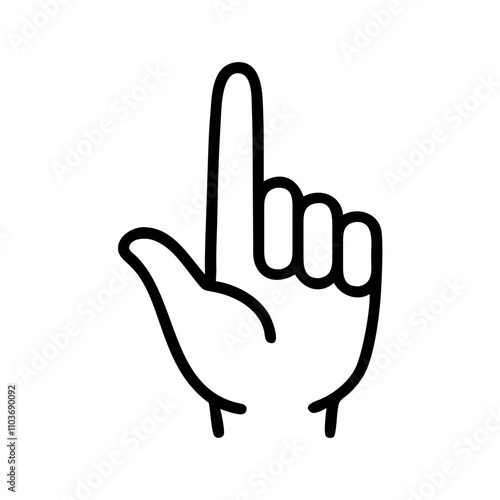 Good icon. Index finger raised illustration, emphasis gesture, simple design, line art style, copy space