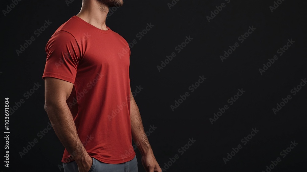 Dynamic T-Shirt Mockup Displayed on a Model in Studio Environment for ...