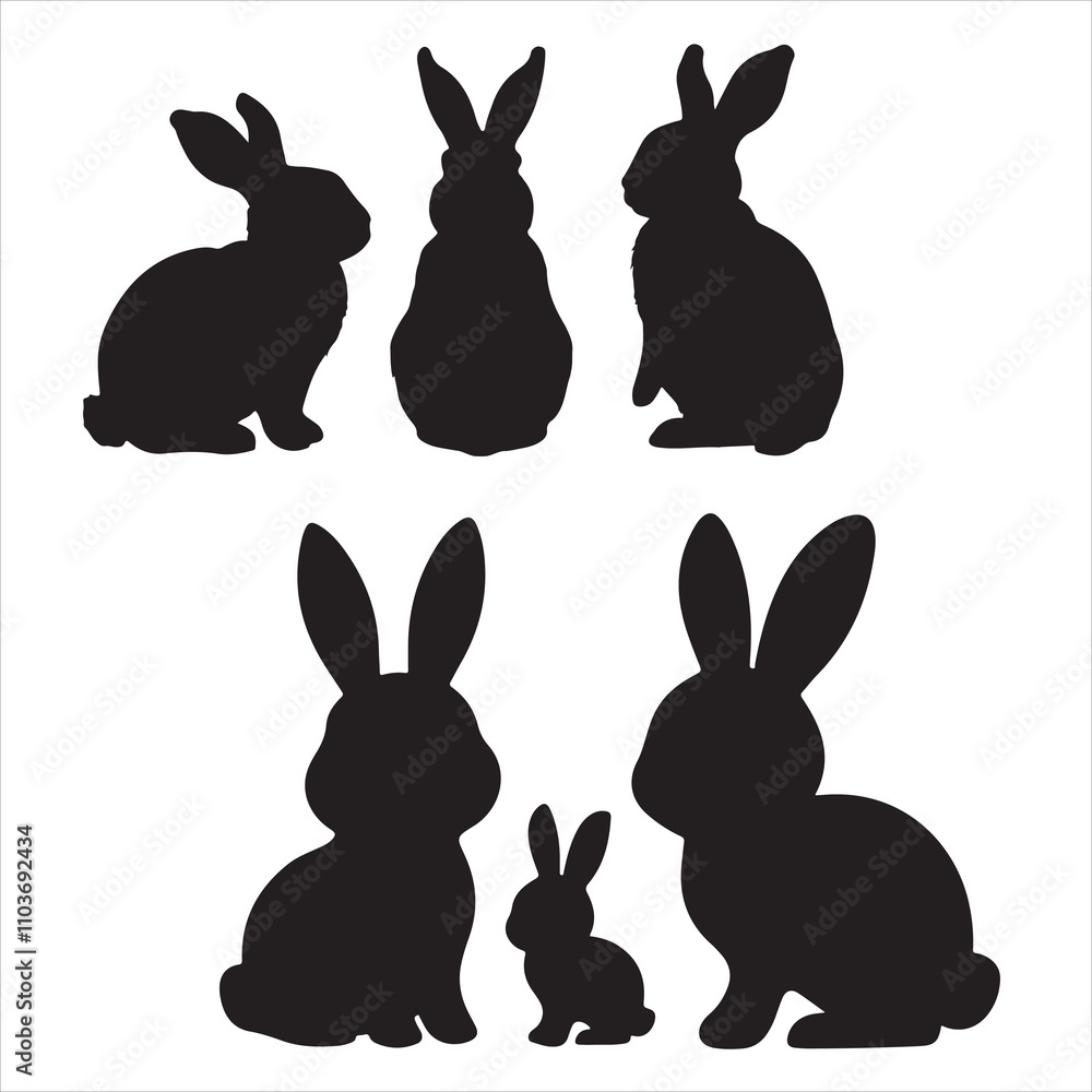 Fototapeta premium set of vector different type of bunny silhouettes