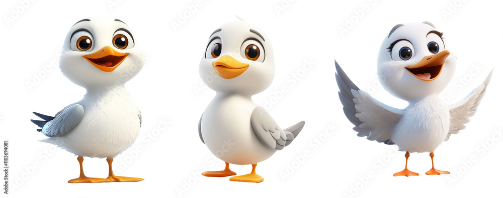 Fototapeta premium Charming Cartoon Duck Characters with Transparent Background