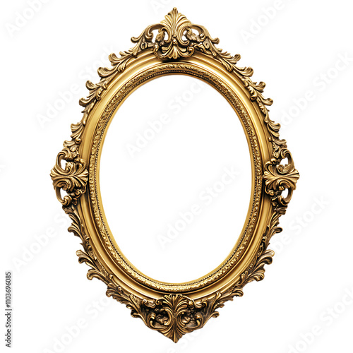 Antique gold picture frame isolated on white background
