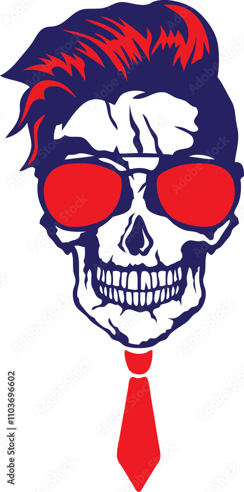 Fototapeta premium Tête de mort hipster skull et crane lunette de soleil