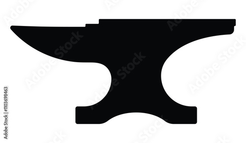 Blacksmith metal processing anvil vector icon. Blacksmith's anvil logo symbol. Black silhouette isolated on white background.