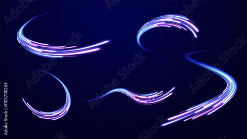 Abstract fire flare trace lens flares acceleration speed motion on night road. Acceleration speed motion on night road. Colorful Light Trails, Long Time Exposure Motion Blur Effect. 