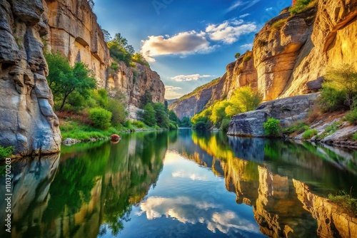 Serene Buky Canyon River Flow, Ukraine - Architectural Photography photo