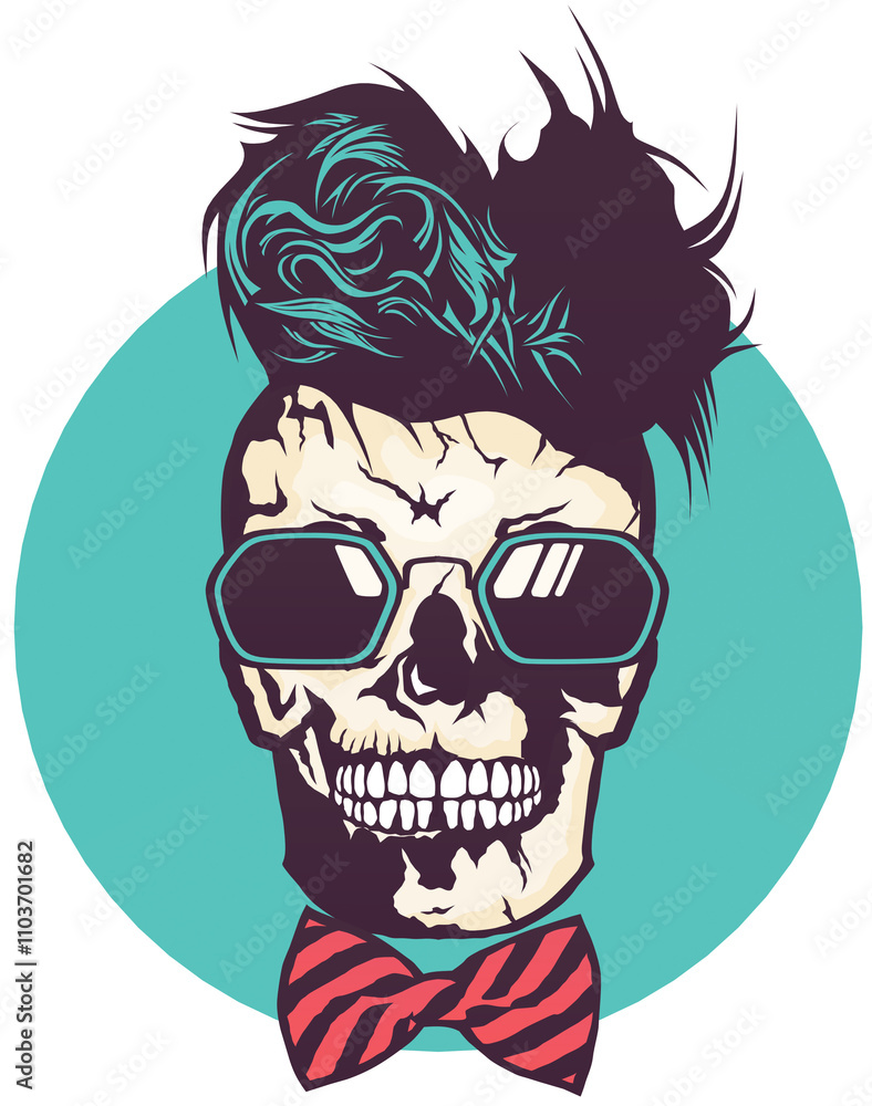 Tête de mort hipster skull et crane lunette de soleil Tête de mort hipster skull et crane lunette de soleil