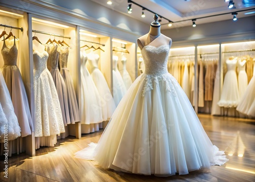 Stunning Wedding Dress Showcase, Elegant Bridal Boutique Interior