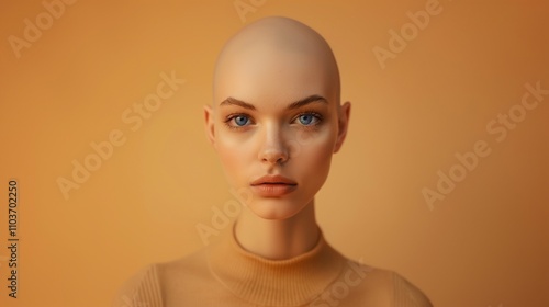 Beautiful stylish bald girl.