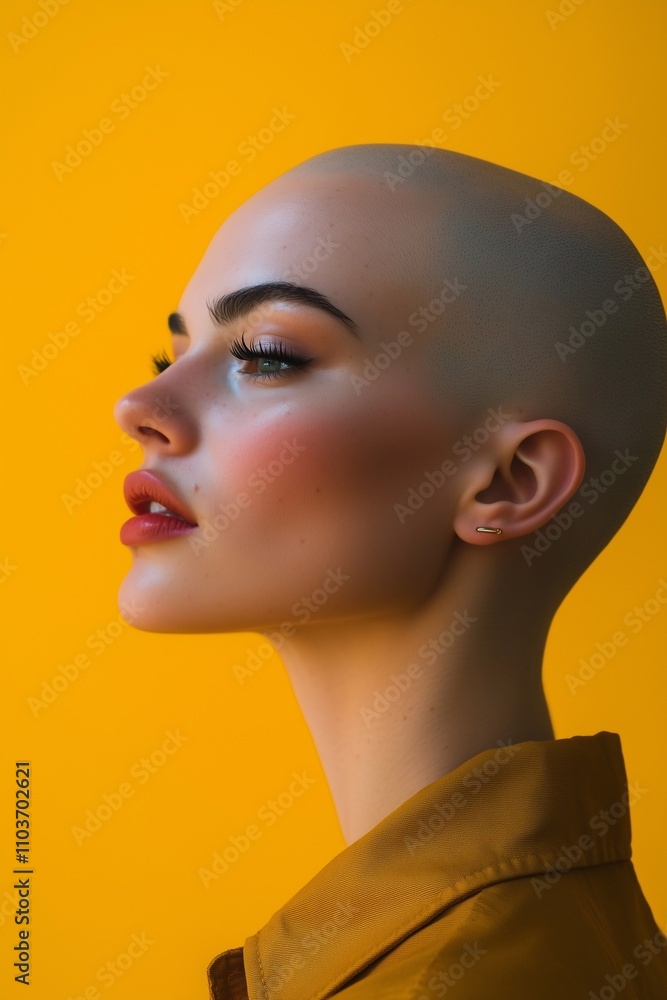 Beautiful stylish bald girl.
