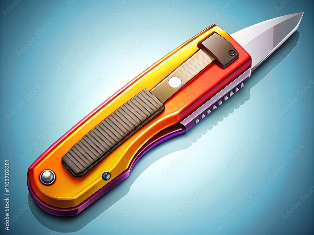 Utility Knife Illustration - Box Cutter Close-up with Copy Space Utility Knife Illustration - Box Cutter Close-up with Copy Space