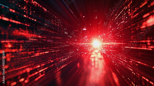 Dark red light strikes. Concept of movement, big data and technology


