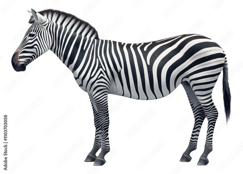 Obraz premium PNG Zebra with distinct black and white stripes