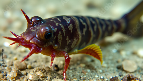 A closeup picture of a longspined bullhead, Taurulus bubalis, also known as the longspined sea-scorpion. Picture from Oresund, Malmo, Southern Sweden photo