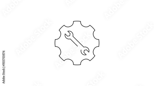 Wrench, repair tool icon animation. Motion graphic design. 4k.