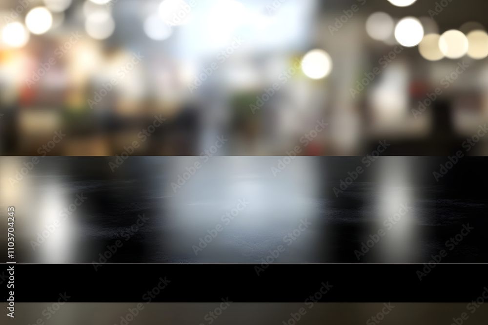 Fototapeta premium A blurred background with a dark tabletop, suggesting a setting for food or drinks.