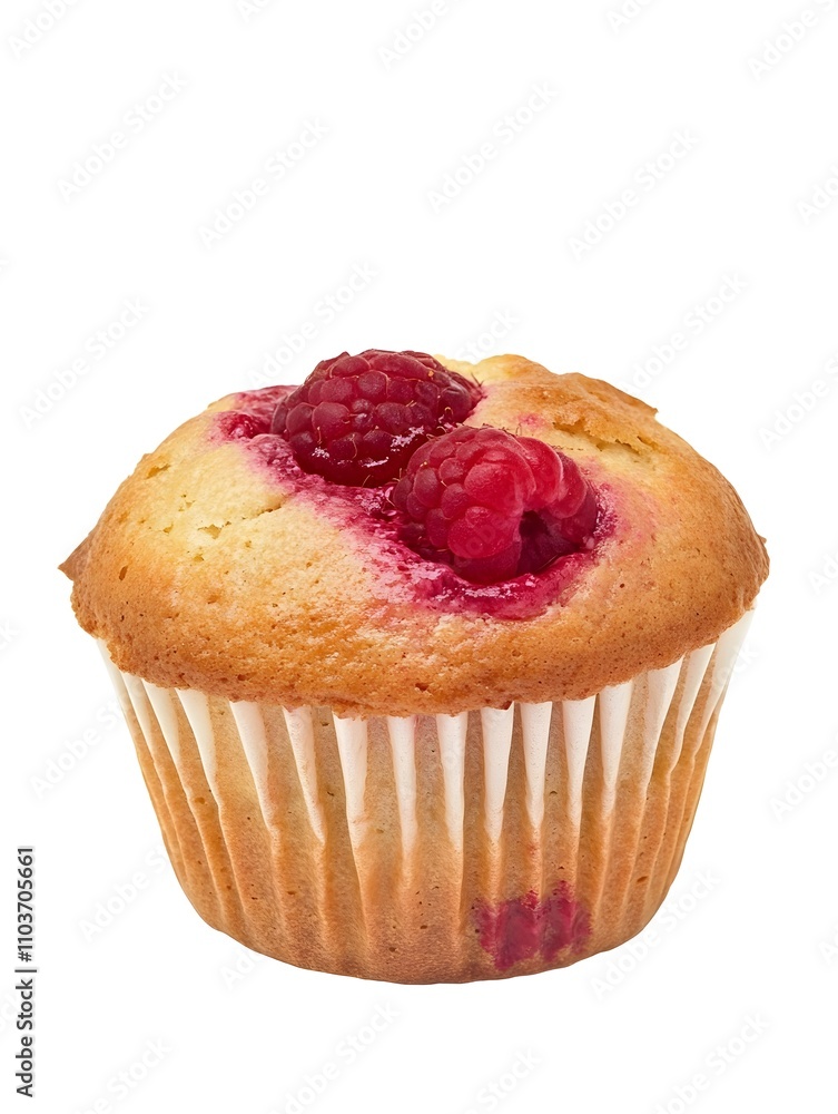 Raspberry Muffin. Pastry Treat dessert, Homemade Sugar Food