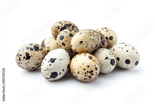 Quail eggs against a light backdrop