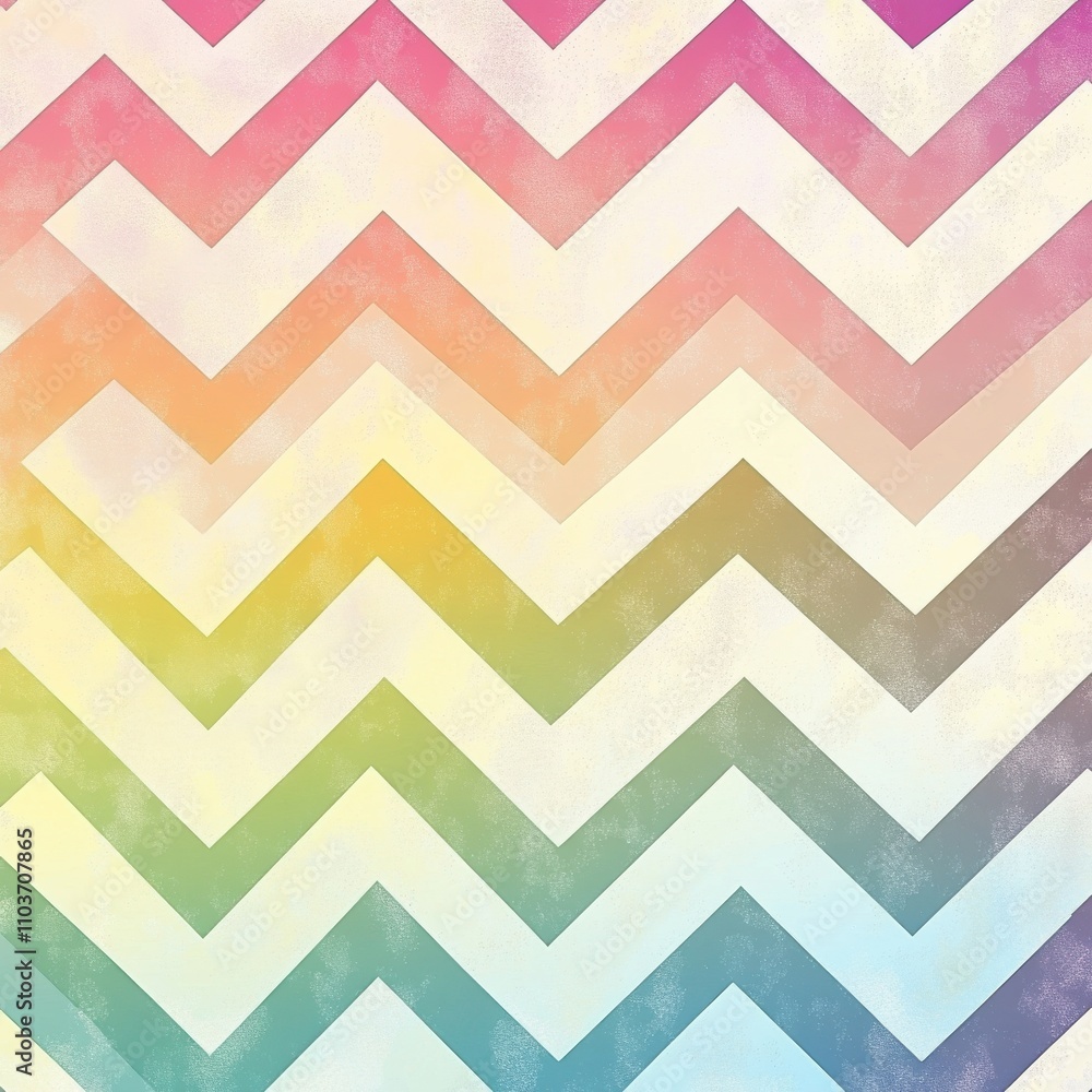 Colorful chevron pattern featuring a gradient of pastel hues in a vibrant and playful design.
