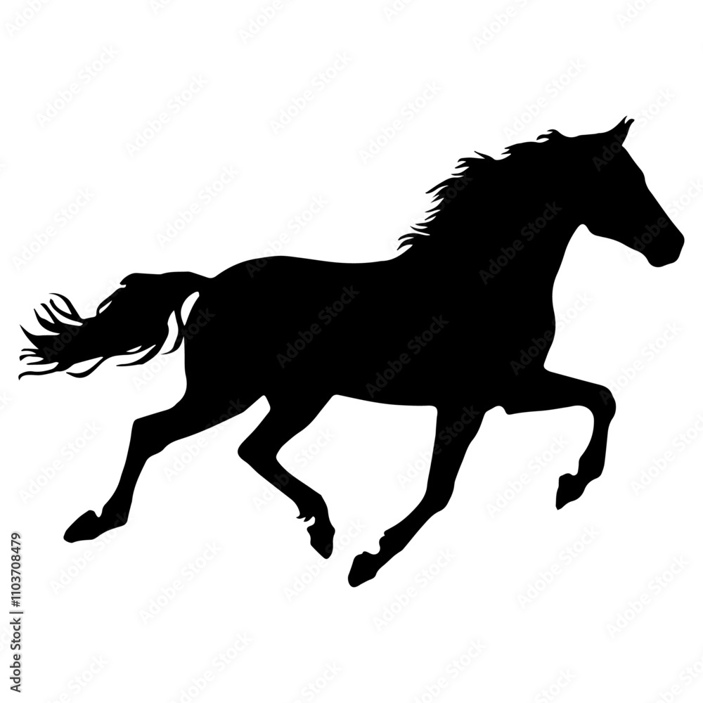 Obraz premium Running horse silhouette vector icon.