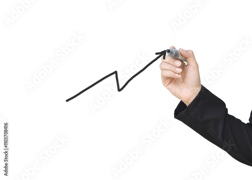 Hand drawing growth graphs of financial indicator and accounting market economy analysis chart, business strategy concept.