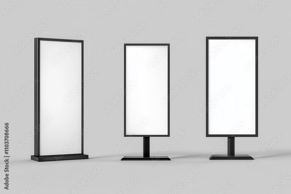 Realistic isolated vector illustration of a black and white advertising light box stand mockup Realistic isolated vector illustration of a black and white advertising light box stand mockup