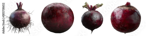 Beetroot isolated on transparent background, Set of