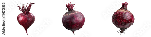 Beetroot isolated on transparent background, Set of