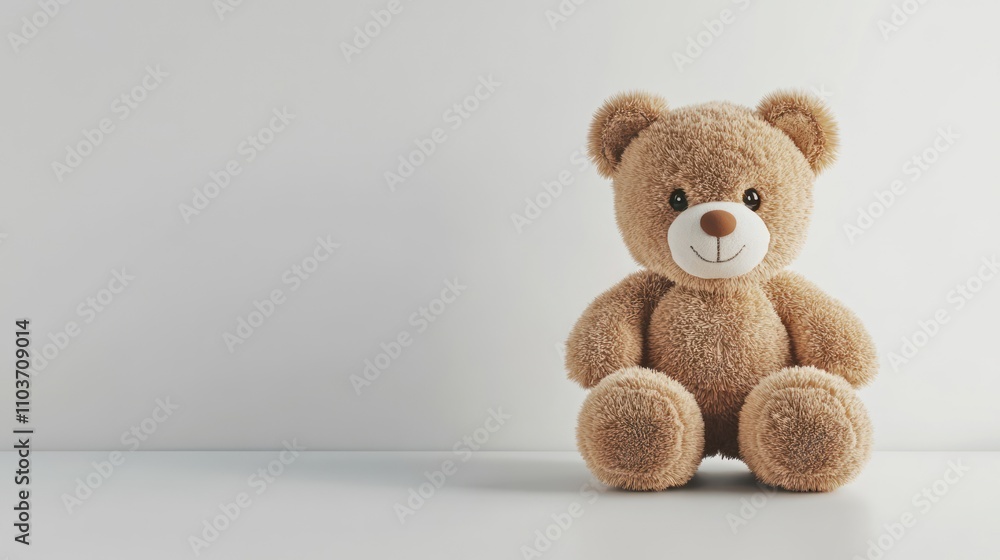 Cute Teddy Bear Sitting on a White Surface Cute Teddy Bear Sitting on a White Surface