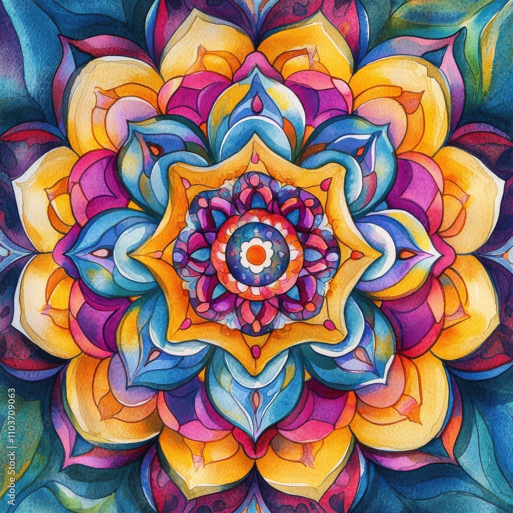 A vibrant and intricate mandala artwork featuring swirling patterns in shades of blue, orange, and purple. A vibrant and intricate mandala artwork featuring swirling patterns in shades of blue, orange, and purple.