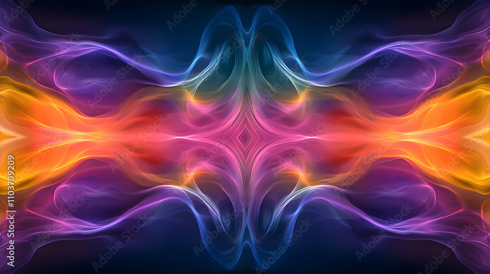 Abstract Colorful Energy Waves, Vibrant Hues Flowing Symmetrically, Creating a Stunning Visual Symphony of Color and Light. Abstract Colorful Energy Waves, Vibrant Hues Flowing Symmetrically, Creating a Stunning Visual Symphony of Color and Light.