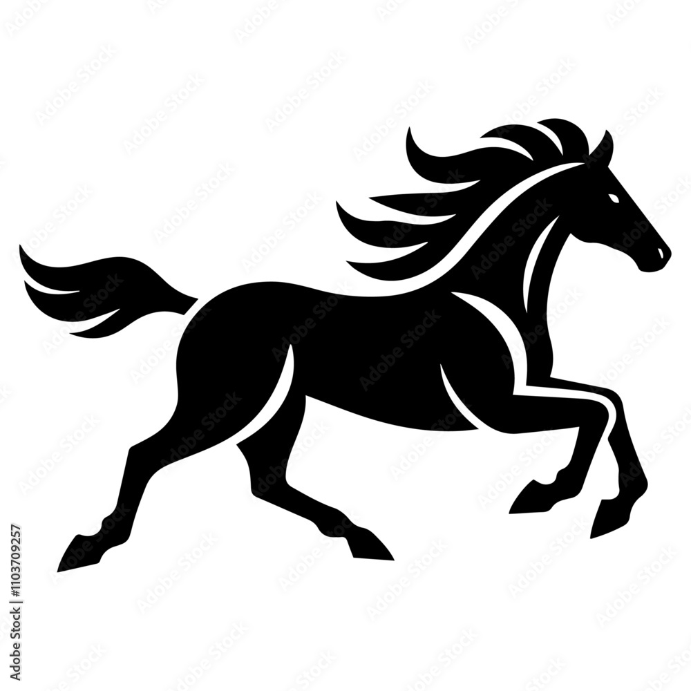 Running horse vector icon., black and white horse Running horse vector icon., black and white horse