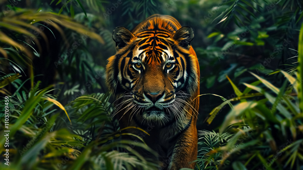 Tiger in the jungle. Tiger in the jungle.