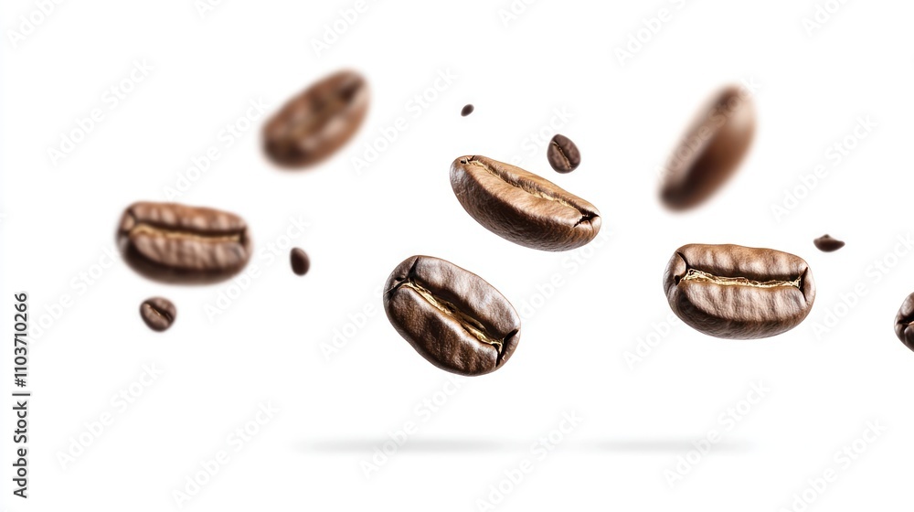 Roasted Coffee Beans Falling Roasted Coffee Beans Falling