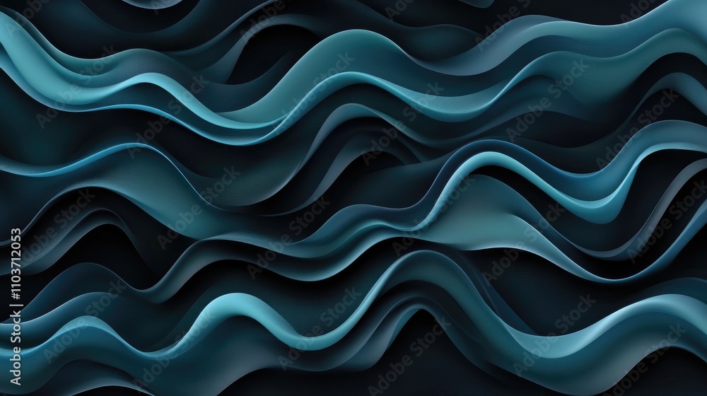 Dark abstract backdrop featuring mesmerizing, flowing wave patterns in shades of blue and teal, creating a sense of depth and movement. Dark abstract backdrop featuring mesmerizing, flowing wave patterns in shades of blue and teal, creating a sense of depth and movement.