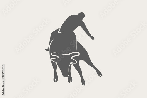 Minimalist bull riding silhouette vector 