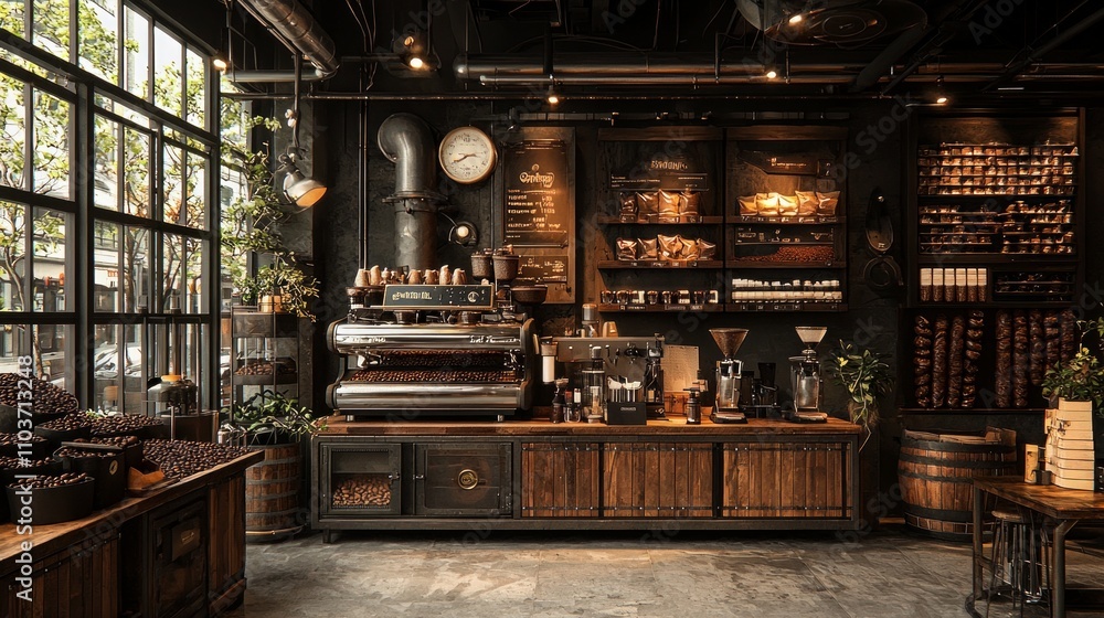 Bag for coffee beans for advertising on wood table, coffee packages Bag for coffee beans for advertising on wood table, coffee packages