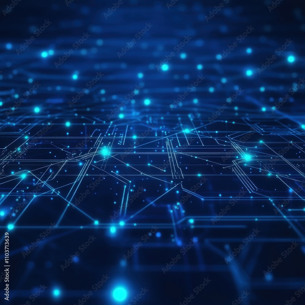 Abstract blue technology background with luminous connections and circuits for a digital feel. Abstract blue technology background with luminous connections and circuits for a digital feel.